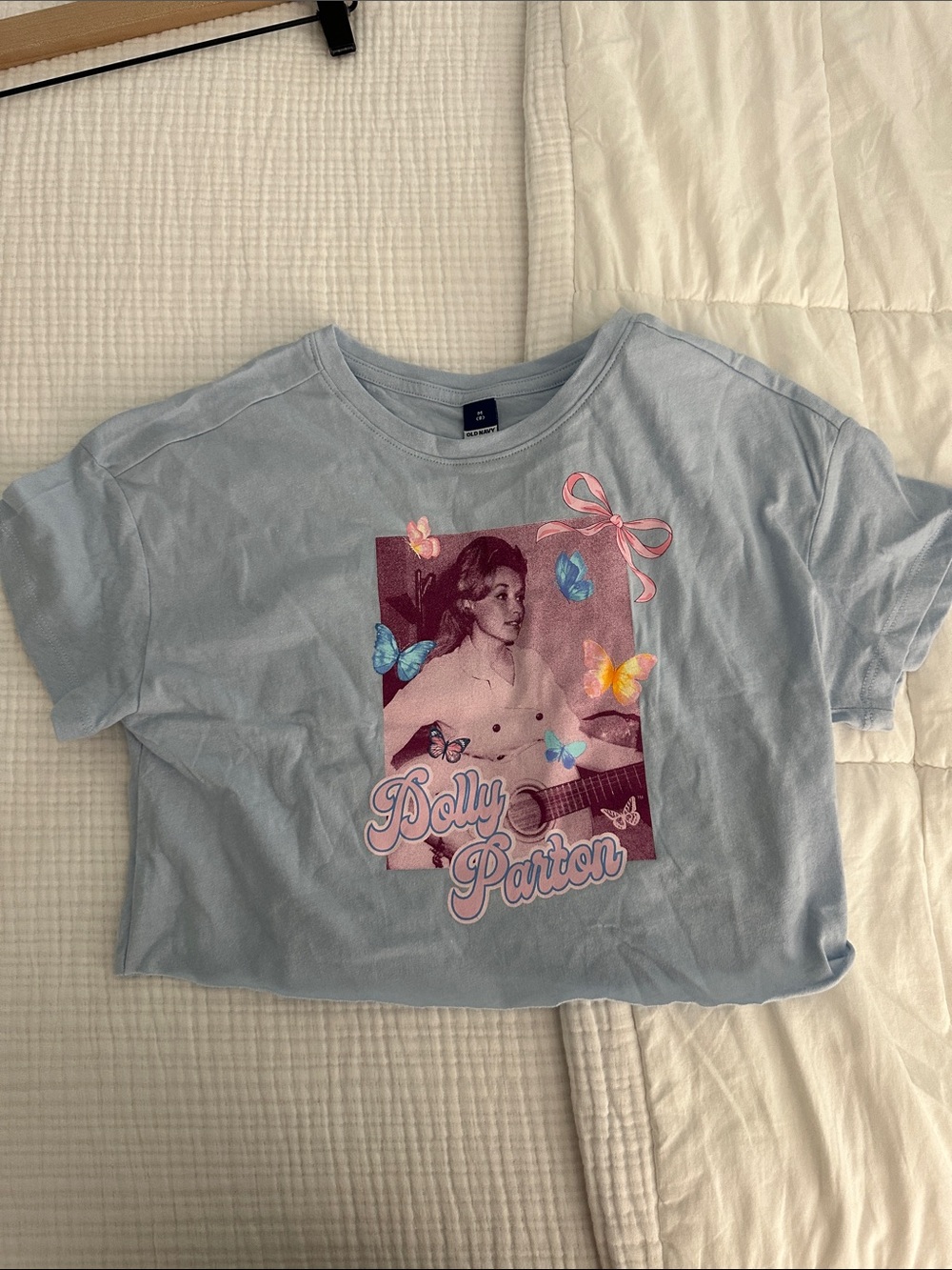 Old Navy Light Blue Dolly Parton Graphic Tee, crop top